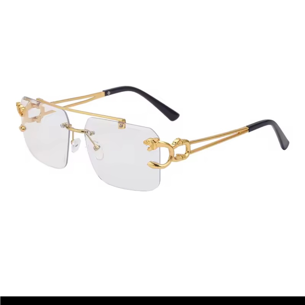 Elegant Gold and Black Rimless Sunglasses